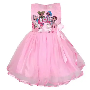 LOL Nustebinti Vaikų Šalis Akių Suknelės Vasaros Bamblys Girls Cartoon Rankovių Princesė Lėlės Drabužiai Suknelė Mergina