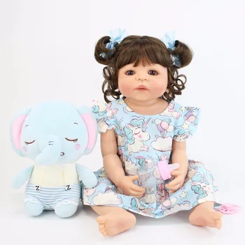 55cm Full Silikono Vinilo Kūno Reborn Baby Doll Žaislas Mergina Bonecas Naujagimių Princesė Kūdikiams Bebe Maudytis Žaislas Vaikams Gimtadienio Dovana