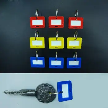 Paprastas 100 VNT. Plastikinių Keychain Bagažo Klavišą Žymes 4 Stilius ID Ženklo Pavadinimas Klavišą Žymes Split Ring Keyrings Keychains