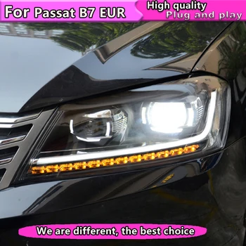Automobilio Stilius VW Passat B7 EUR Verson 2012-2016 Žibintai, Dinamiškas posūkio signalo Passat B7 priekinis žibintas DRL H7 Hid Bi Xenon Šviesos