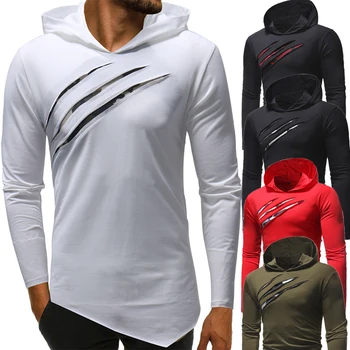 2018 m. rudens ir žiemos naujas nagus kamufliažas spalvų vyriški laisvalaikio slim gobtuvu ilgomis rankovėmis T-shirt streetwear