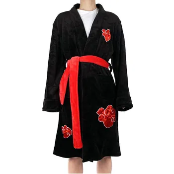 Uchiha Itachi AKatsuki Cosplay Kostiumų Pižama Anime Naruto Flanelė Vilnos Chalatą Šiltą Pižamą