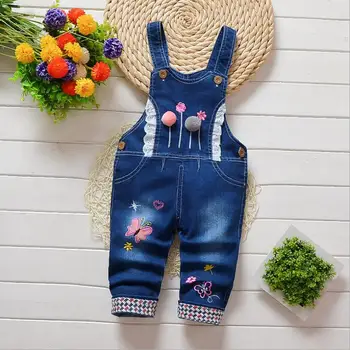 BibiCola Pavasario Autu vaikai apskritai džinsai drabužiai naujagimiui džinsinis kombinezonas jumpsuits už bamblys/kūdikių mergaičių kelnės, kombinezonai su antkrūtiniais