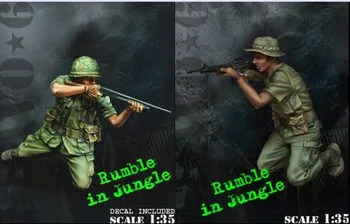 1/35 mastelis Vietnamo karo metu JAV karinės battlefield nuleidimo žemės šaudymo 2 žmonės miniatiūros Dervos Modelio Rinkinio pav Nemokamas Pristatymas