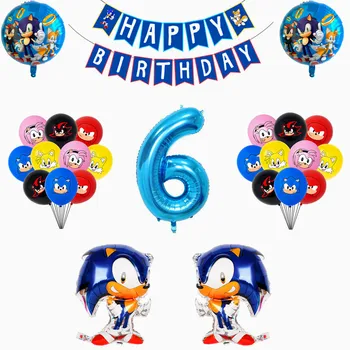 Sonic Lateksiniai balionai Ežys folija Kolbų vaikai Super Herojus Sega Žaidimo Gerbėjų Anime tema šaliai Laimingas Brithday reklama Apdaila