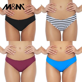 M&M, Moterys-Bikini Bottom Plaukti Trumpikės Brazilijos SexySwimwear Chiffons Bikini Bottom Ruching Paplūdimio Micro Biquinis B609