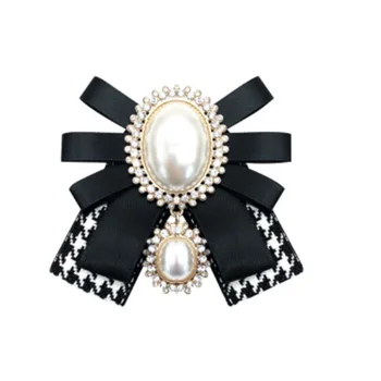 Korėjos Didelių Perlų Bowknot Sagė Madinga Juostele Dryžuotas Sagė peteliškę už Ponios Suknelė Gėlių Apykaklės, Marškinėliai, Drabužių Priedai