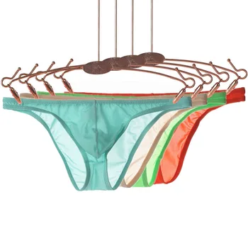 2020 Seksualus vyriškos apatinės Kelnės Bikini Underwear U Dėklas-Ultra plonas Skaidrus Ledo Šilko vyriškos Kelnaitės Dydį, Mažas Juosmens Šortai Cueca