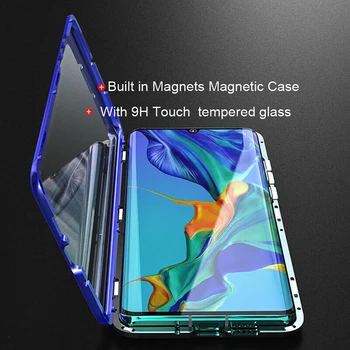 Dvipusis stiklo Magnetinės atveju Huawei honor žaisti 3 8X Max V20 10 pastaba Mate 10 pro Alumium metalo 360 laipsnių Visiškai Padengti Atveju