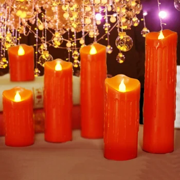 Raudonas Vaškas Led Žvakė Su Ašara Drippings,Flameless Elektroninių Vestuvių Žvakės, Dekoratyvinės,Kalėdos/Halloween Žvakių Apšvietimas
