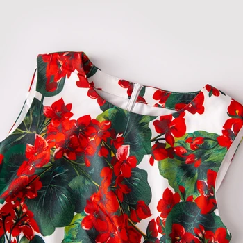 SEQINYY Vintage Suknelė 2020 M. Vasarą, Pavasarį, Naujų Mados Dizaino Moterų Raudona hydrangea Gėlių Spausdinti Kutas Nesimetriškas Vest Slim Suknelė