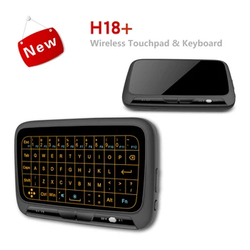 H18+ Wireless Air Mouse Mini Klaviatūra Full screen touch 2.4 GHz QWERTY Klaviatūra, Touchpad su foninio Apšvietimo Funkcija 