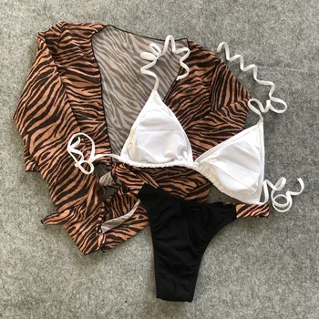 Vėjo Leopard maudymosi kostiumėlį 3 gabalus seksualus bikini maudymosi kostiumėliai moterims Akių pasėlių viršuje, Maudymosi kostiumą, moterims besimaudančių Biquini