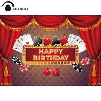 Allenjoy Kazino gimtadienio fono šviesą Pokerio aukso reklama korteles ruletė šviesos modelis užuolaidų fotografijos fonas photophone
