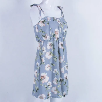 Boho Moterys Vasarą 2019 Gėlių Mini Suknelė be Rankovių Imperijos Vakare Šalies Paplūdimio Atostogų Sundress Trumpas Vestidos S-XL