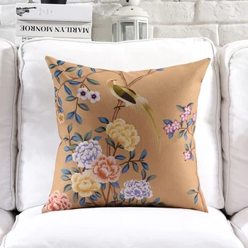 45x45/53X53/50X30CM Kinijos sielovados stiliaus gėlių spausdinti pagalvėlė padengti medvilnės skalbiniai, pagalvės dangtelis sofa paukščių mesti užvalkalas