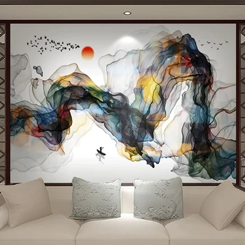 Custom Foto Tapetai, 3D naujieji Kinų Stiliaus Freskos Abstrakčiai Dūmų Rašalo Kraštovaizdžio Tyrimo, Gyvenamasis Kambarys su Sofa-lova, TV Foną, Sienos Popieriaus