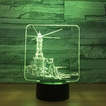 LED naujų egzotinių švyturio 3d naktį šviesos spalvinga touch kūrybos LED staliukas lempos dekoratyvinis stalo lempa USB lempa