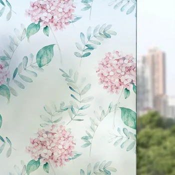 Sielovados pink gėlių modelio elektrostatinės matinio langą matinio stiklo lipdukas nepermatomas vonios kambarys vonios kambarys plėvelė, langų popieriaus