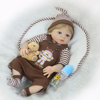 NPK 19inch 48cm visas silikono Reborn Baby Doll bonecas atgimsta completa lėlės 