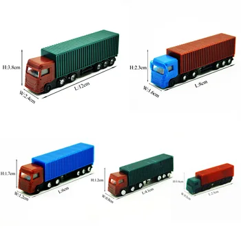 Multi-dalis Multi-color Modelis Container Truck Žaislas Mini Smėlio Lentelės Išdėstymas Kraštovaizdžio Diorama Traukinio ABS Plastiko Pastate