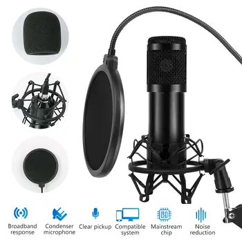 Kondensatoriaus Mikrofonas, BM 800 Įrašymas Mikrofonas Karaoke Mikrofonas PC Nešiojamas Įrašymo Studijoje Mic Su Garso plokštė