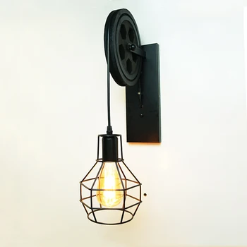 CE Geležies derliaus patalpų sienos lemputė e27 šviestuvas, lankstūs šviesą miegamojo sienos lempos projektas 