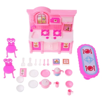 Virtuvės Baldų Priedai Barbie Lėlės Indai Kabineto Vaikams Žaislas Mergina Dovana 95AE