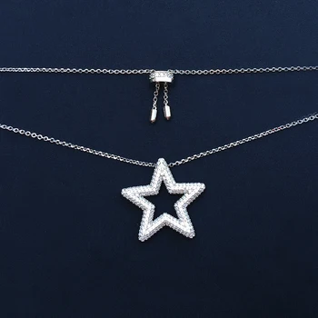 Cheny s925 sterlingas sidabro liepos naują penkerių-pažymėjo žvaigždutė visą deimantų karoliai moterų mados populiarus korėjos pop stiliaus