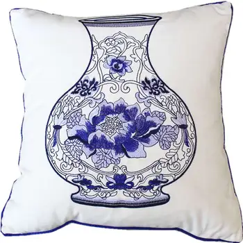 Mėlynos ir baltos spalvos porceliano Sielovados Gėlių Pagalvėlė Kinijos medvilnės sofos pagalvėlių namų dekoro Stačiakampis pagalvės lašas laivybos
