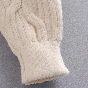 Za 2021 Moteris Megztinis, Vintage Žiemą Moteris Balta Megztiniai Megztinis Moterų ilgomis Rankovėmis Viršų Mados Su Diržo Trumpas Megztiniai