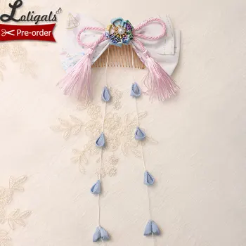Kimono Stiliaus Lolita Vinjetė Pusėje Plaukų Pin su Kutas Alice Mergina ~ Pre-order