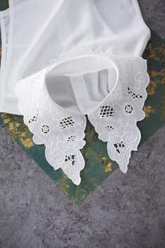 Naujų Produktų Nėrinių Dekoratyvinis Tuščiaviduriai nuimamas Nurodė, apykaklės liemenė marškinių apykaklės megztinis su marškinių nėrinių krašto mados laukinių