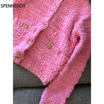 SPENNYMOOR 2020 Dizaineris Prekės Rudens Žiemos kilimo ir tūpimo Tako Rožinės Mezgimo Striukės, Paltai Moterims Mados Single-Breasted Megztinis Outwear