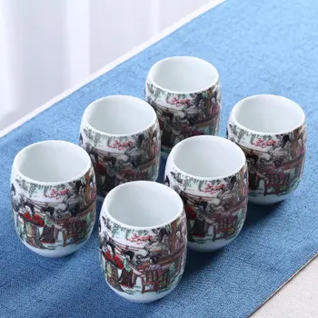 6pcs/keramikinis puodelis kungfu arbatos rinkinys namų balto porceliano puodelis 180ml drinkware Kinijos mėlynos ir baltos spalvos porceliano dragon modelis taurė