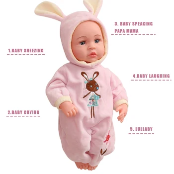 45CM Juoda Reborn Baby Doll Interaktyvus Gyvūnų Reborn Lėles, Verkti, Juoktis, Minkšti Silikoniniai Žaislai Tikroviška Ieško Naujagimių Lėlės