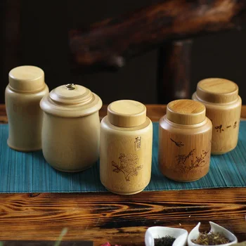 Sandarios skardinės arbatos stiklainius Saugojimo konteinerių bambuko virtuvės dėžės su dangčiu, virtuvė butelių, saldainių grūdų dėžutė sandariai stulpelio