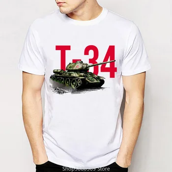 Naujovė Mados Juokinga Vyrų T-shirt 2 Pasaulinio Karo T-34 Tankas Art Print T-shirt Geros Kokybės Atsitiktinis Viršūnes Harajuku Vyrai Tee Marškinėliai