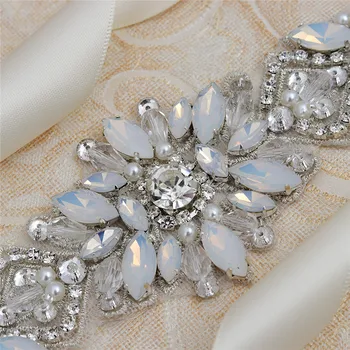 Jonnafe Mados Opal Kristalų Nuotakos Varčios Perlų Vestuvių Suknelė Juostos Sidabro Spalvos Suknelė, Diržas Priedai
