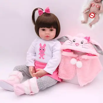 48cm Bebe Reborn Baby Doll viso Kūno Silikono Vinilo Realus Bebes Boneca Atgimsta Naujagimių Lėlės, Žaislai Mergaitėms, iki 4 metų Dovanos
