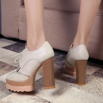 Smirnova didelis dydis 33-42 mados pavasario naujus batus moteris kvadratinių kojų nėrinių super didelis storas kulniukai batai platformos siurbliai moterims