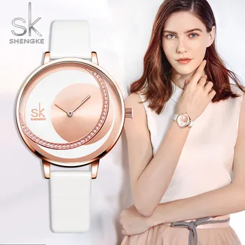 Shengke Top Brand Prabangūs Krištolo Moterų Riešo Žiūrėti SK Žiūrėti Moterų Laikrodžiai Mados Ponios Žiūrėti Oda Band Laikrodis Reloj Mujer