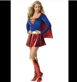 Sexy Moteris Cosplay kostiumas Super herojus išgalvotas suknelė su žaliuoju Supergirl Helovinas Kostiumas moterims 4XL