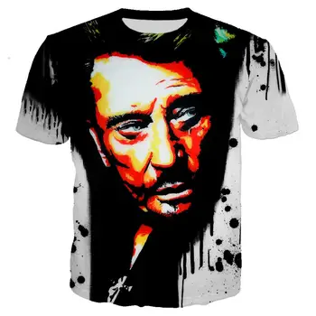 Prancūzijos Johnny Hallyday marškinėliai 3D Spausdinimo Roko marškinėlius Vyrų, Moterų Atsitiktinis Streetwear hip-hop drabužius harajuku Viršūnes Camiseta Hombre