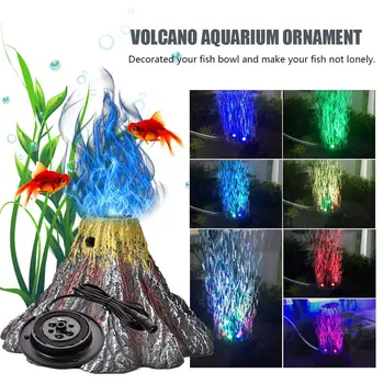 RGB LED Vulkanas Dervos Šviesos Akvariume Lempos Vandeniui Povandeninis Prožektorius Žuvų Bako Apdaila Oro Akmuo Barboterio Žuvų Žaislas