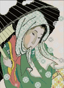 Aukso Rinkimas Skaičiuojami Kryželiu Rinkinys Sningant Geiša Žiemą Sniego Japonijos Moteris riolis