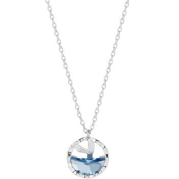 925 Sterling Silver Blue Crystal Undinė Žavesio Nepriklausomo Choker Karoliai Moterų Vestuvių Merginos Pareiškimą Papuošalai kolye dz710