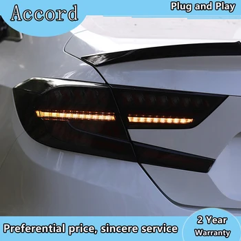 Automobilio Stilius Honda Accord Užpakaliniai Žibintai 2018 Accord 10 LED Uodegos Šviesos diodų (LED) Lempos, LED DRL+Stabdžiu+Dinaminių Signalų+Atbulinės eigos šviesos