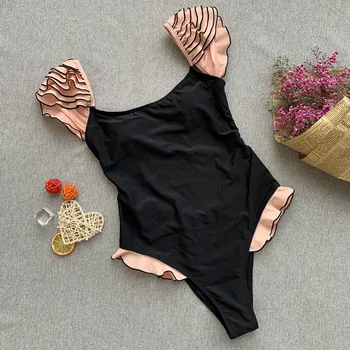 2019 Nauja Seksuali Pynimas vientisi maudymosi kostiumėlis Moterims maudymosi Kostiumėliai, Backless 3DFlower Monokini Bodysuit Aukštos Sumažinti Plonas Maudymosi Kostiumas, Paplūdimio Drabužiai