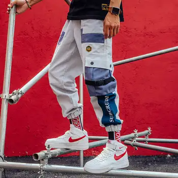 Kietas Kišenės Krovinių Kelnės Vyrams Spalvų Kratinys Atsitiktinis Jogger Mados Taktinės Kelnės Atsitiktinis Rudenį Harajuku Streetwear Kelnės